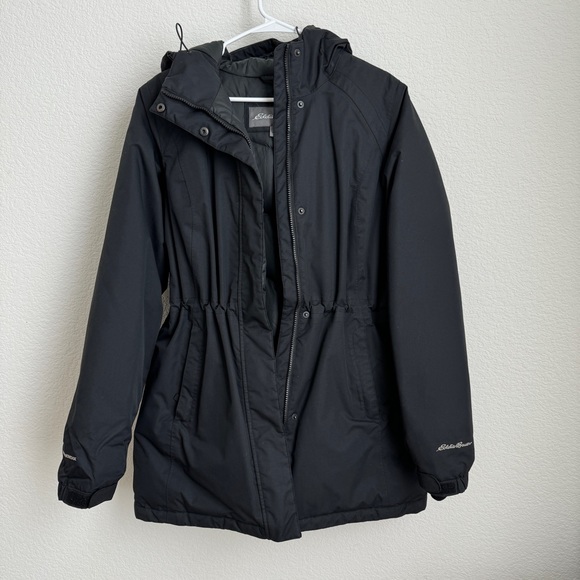 Eddie Bauer Black WeatherEdge Down Parka Winter Coat Jacket M - Picture 1 of 14